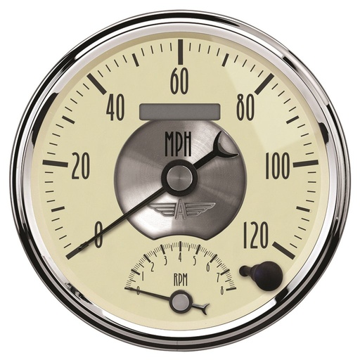 [ATM-2090] AutoMeter 5" tachometer/SPEEDOMETER COMBO, 8K RPM/120 MPH, ELECTRIC, PRESTIGE ANTIQUE IVORY