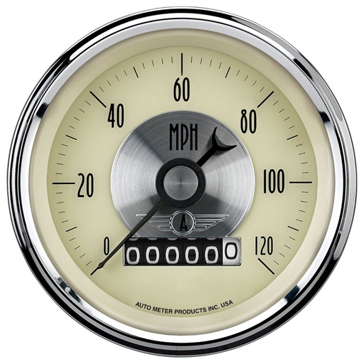 [ATM-2089] AutoMeter 3-3/8" SPEEDOMETER, 0-120 MPH, ELECTRIC, W/ WHEEL ODO, PRESTIGE ANTIQUE IVORY