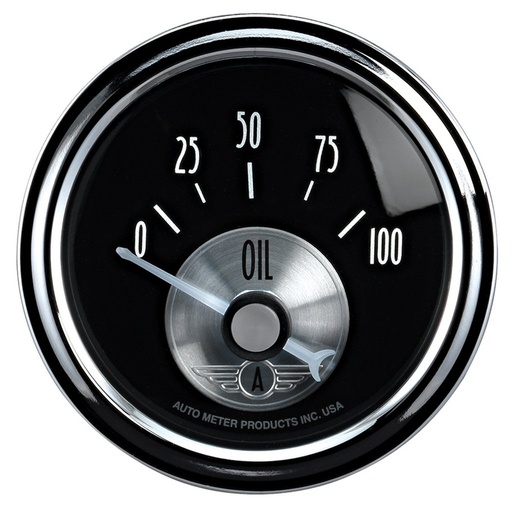 [ATM-2028] AutoMeter 2-1/16" OIL PRESSURE, 0-100 PSI, AIR-CORE, PRESTIGE BLACK DIAMOND