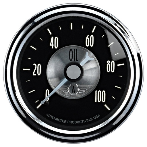 [ATM-2022] AutoMeter 2-1/16" OIL PRESSURE, 0-100 PSI, MECHANICAL, PRESTIGE BLACK DIAMOND