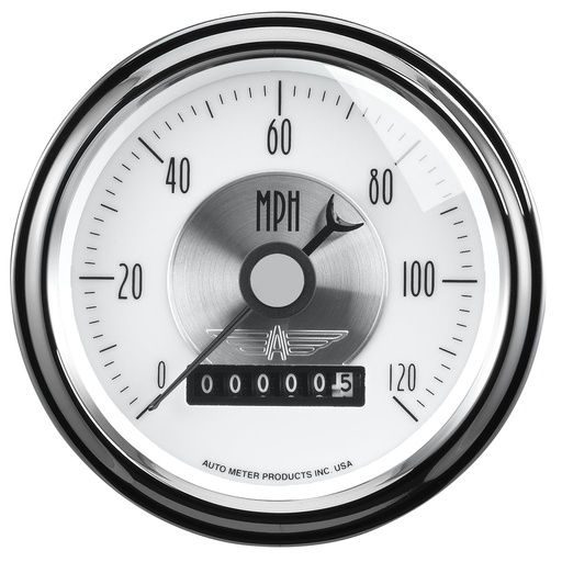 [ATM-2085] AutoMeter 3-3/8" SPEEDOMETER, 0-120 MPH, ELECTRIC, W/ WHEEL ODO, PRESTIGE PEARL