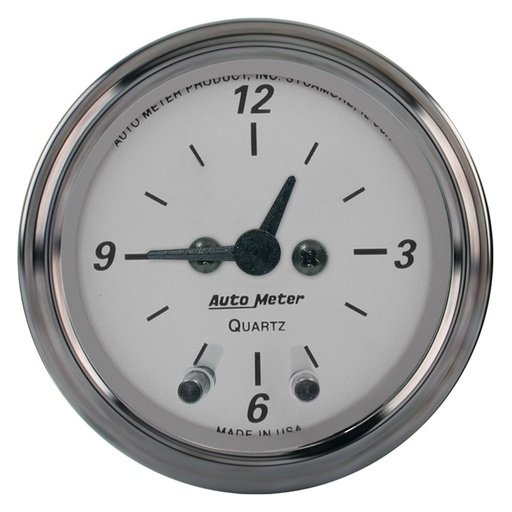 [ATM-1986] AutoMeter 2-1/16" CLOCK, 12 HOUR, AMERICAN PLATINUM
