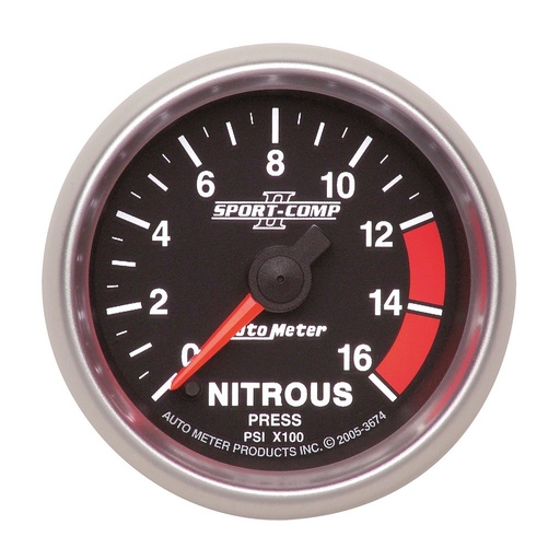 [ATM-3674] AutoMeter 2-1/16" NITROUS PRESSURE, 0-1600 PSI, STEPPER MOTOR, SPORT-COMP II