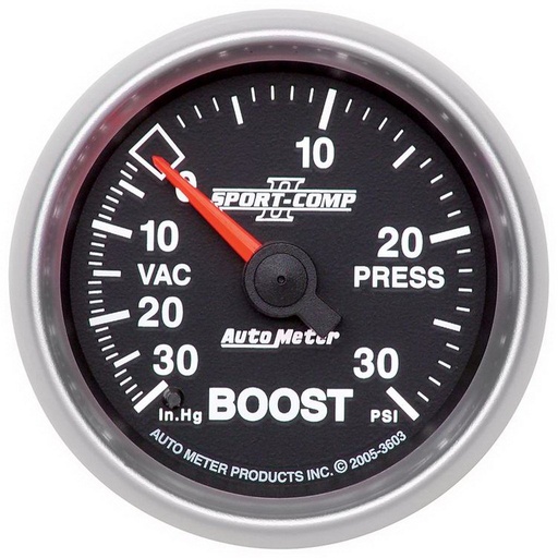 [ATM-3603] AutoMeter 2-1/16" BOOST/VACUUM, 30 IN HG/30 PSI, MECHANICAL, SPORT-COMP II