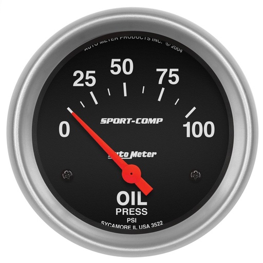 [ATM-3522] AutoMeter 2-5/8" OIL PRESSURE, 0-100 PSI, AIR-CORE, SPORT-COMP