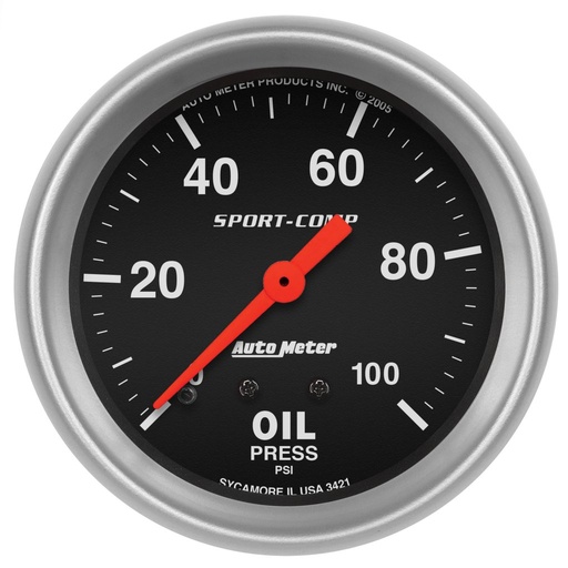 [ATM-3421] AutoMeter 2-5/8" OIL PRESSURE, 0-100 PSI, MECHANICAL, SPORT-COMP