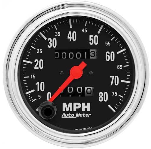 [ATM-2490] AutoMeter 3-3/8" SPEEDOMETER, 0-80 MPH, TRADITIONAL CHROME