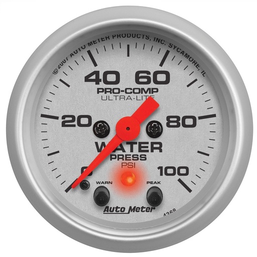 [ATM-4368] AutoMeter 2-1/16" WATER PRESSURE, 0-100 PSI, STEPPER MOTOR, ULTRA-LITE