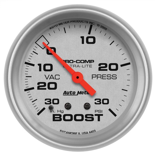 [ATM-4403] AutoMeter 2-5/8" BOOST/VACUUM, 30 IN HG/30 PSI, MECHANICAL, ULTRA-LITE