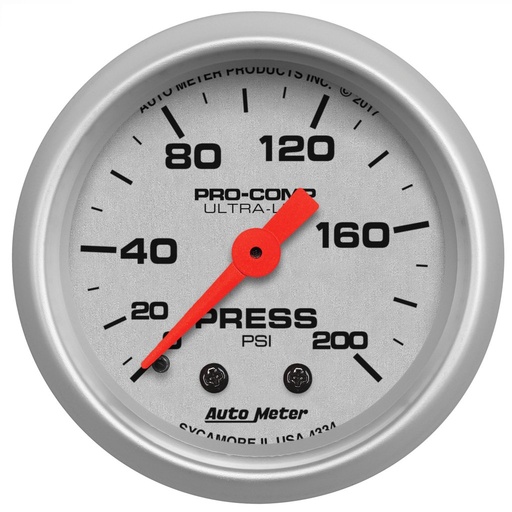 [ATM-4334] AutoMeter 2-1/16" PRESSURE, 0-200 PSI, MECHANICAL, ULTRA-LITE