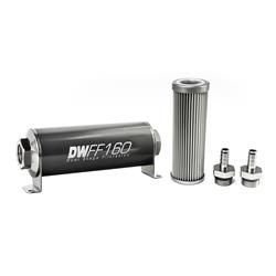 [DWK-803160010K38] DeatschWerks 803160010K38: 803160010K38 In-line fuel filter element and housing kit stainless steel 10 micron 3/8in hose barb 160mm. Universal
