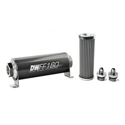 [DWK-803160100K6] DeatschWerks 803160100K6: 803160100K6 In-line fuel filter element and housing kit stainless steel 100 micron -6AN 160mm. Universal
