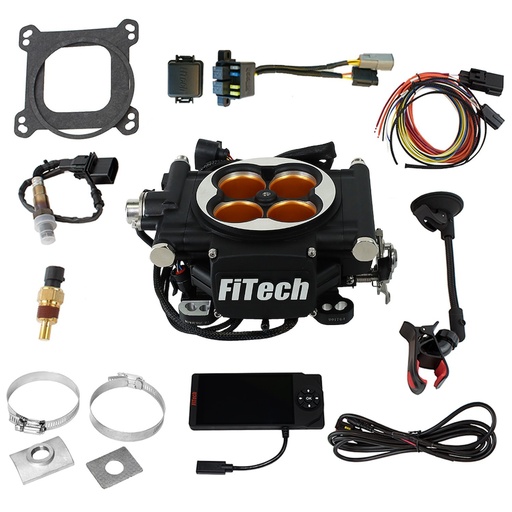 [FIF-30012] FITech Fuel Injection 30012: 30012 Go EFI-8 Power Adder Plus 1200 HP Throttle Body System Basic Kit [Matte Black]