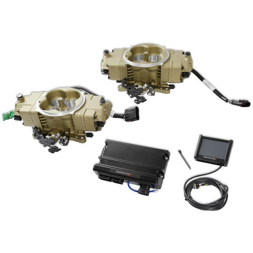 [HLY-550-1076] Holley 550-1076: 550-1076 Terminator X Stealth 4150 Dual Throttle Body (2 x 4) EFI System [Gold Finish]