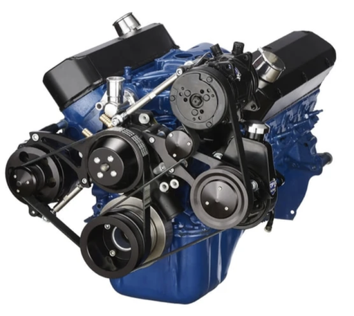 [B-302-SERPENTINE-AC-P-4-S-Y]  Black Ford 289-302-351W Serpentine Conversion Kit - Alternator, Power Steering & A/C 