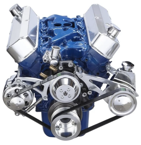 [302-SERPENTINE-PS-D-4-S-Y] Ford 289-302-351W Serpentine Conversion Kit - Alternator & Power Steering 302-SERPENTINE-PS-D-4-S-Y