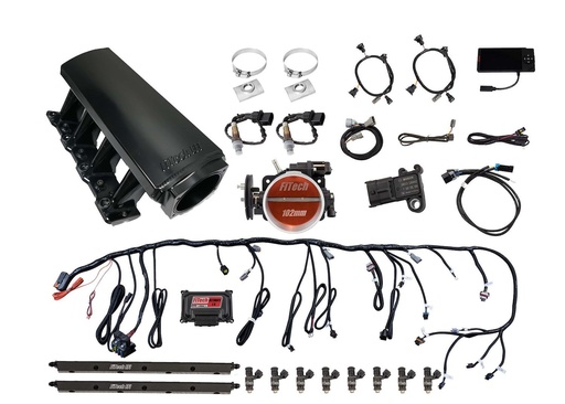 [FIF-70009] FITech Fuel Injection 70009: 70009 Ultimate LS EFI Induction System LS1/LS2/LS6 750 HP with Transmission Control & Long Runner Cathedral
