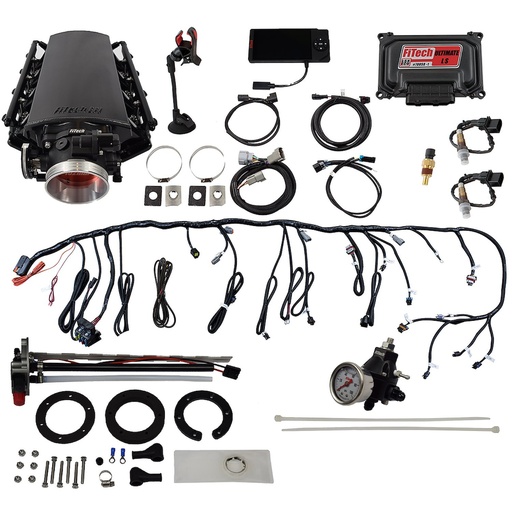 [FIF-76201] FITech Fuel Injection 76201: 76201 Ultimate LS 500 HP EFI System With Short Cathedral Intake, In Tank 340 LPH Pump Module & Go Fuel Regulator Master Kit
