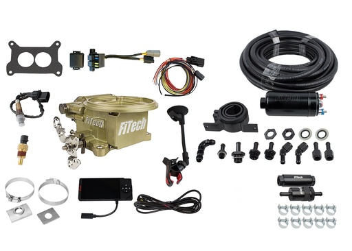 [FIF-31091] FITech Fuel Injection 31091: 31091 Go EFI 2 Barrel 400 HP Classic Gold EFI System With Inline Fuel Delivery Master Kit