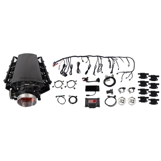 [FIF-79002] FITech Fuel Injection 79002: 79002 Ultimate LS 500 HP EFI System With Short Cathedral Intake,Transmission Control & LS3 Coil Pack With LED Set