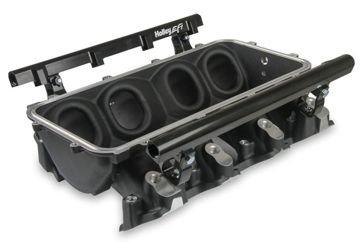 [HLY-300-670BK] Holley 300-670BK: 300-670BK Lo-Ram Intake Manifold Base and Single Injector Fuel Rail Kit GM LS3/L92 - Black Powder-Coated Finish