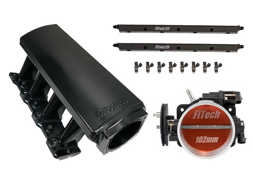 [FIF-70076] FITech Fuel Injection 70076: 70076 Loaded Intake Manifold LS1/LS2/LS6 Tall 750 HP Aluminum with 102 mm Throttle Body and 55 lbs./hr. Fuel Injectors