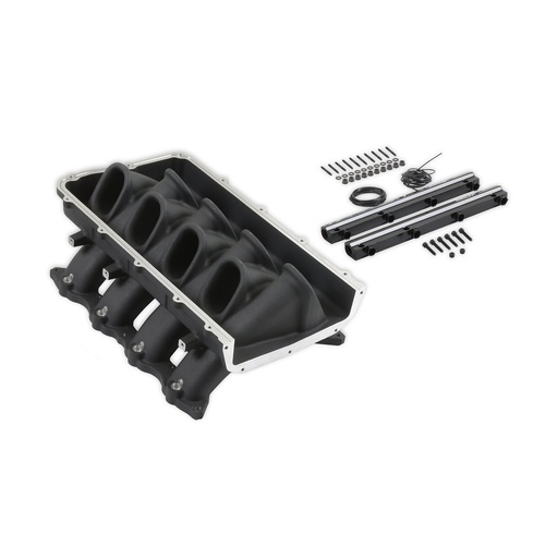[HLY-300-921BK] Holley 300-921BK: 300-921BK Ultra Lo-Ram Modular Intake Manifold Base w/Fuel Rails for Ford Coyote Engines (Black)