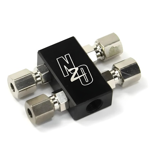 [NXO-00-01761] Nitrous Outlet 00-01761: 00-01761 Compact 2 In 4 Out Sensor Port Distribution Block w/Compression fittings, 1/8 in. NPT Inlets, 5/16-24 in. Outlets