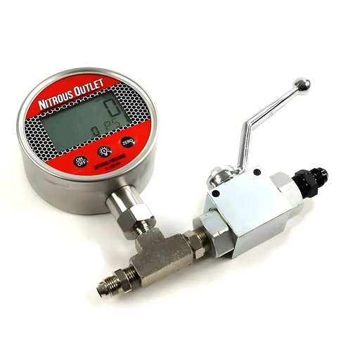 [NXO-00-63016-6] Nitrous Outlet 00-63016-6: 00-63016-6 Digital Inline Nitrous Pressure Gauge, 6AN Shut Off Valve