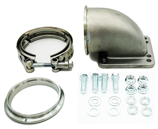 [GRN-540209] Granatelli 540209: 540209 Turbo Adapter, Cast Elbow 90, 3.0 in. V-Band T3/T4 Housing, Threaded