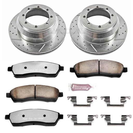 [PWR-K1889-36] Power Stop K1889-36: Truck and Towing Z36 Brake Pad & Rotor Kit Cross-Drilled and Slotted Rotors Z36 Carbon Ceramic Brake Pads Complete Rear Kit