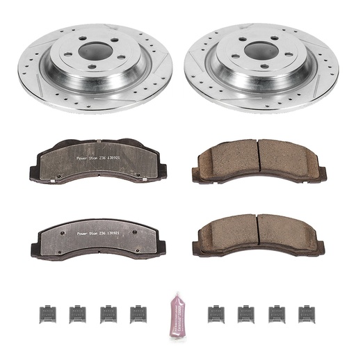 [PWR-K6814-36] Power Stop K6814-36: Truck and Towing Z36 Brake Pad & Rotor Kit Cross-Drilled and Slotted Rotors Z36 Carbon Ceramic Brake Pads Complete Rear Kit