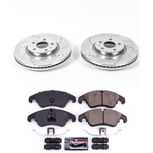 [PWR-K6133] Power Stop K6133: High Performance Brake Upgrade Kit Cross-Drilled and Slotted Rotors Z23 Evolution Sport High Carbon
