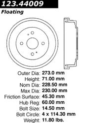 [CEB-123-44009] Centric C-Tek Standard Brake Drums