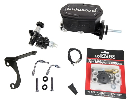 [WIL-261-15523-BK] Wilwood 261-15523-BK: 261-15523-BK Compact Tandem Master Cylinder Kit w/Mustang Pushrod 15/16 in. Bore [Black E-Coat Finish]
