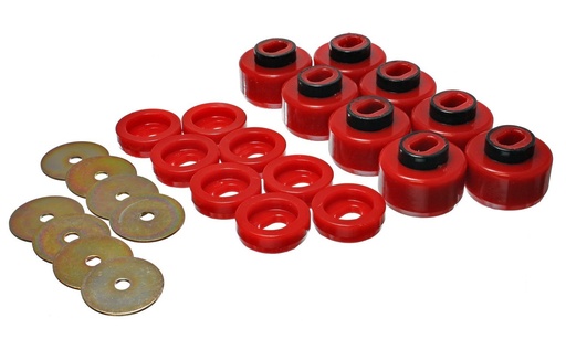 [ENS-3-4150R] Energy Suspension 3-4150R: Body Mount Bushing Set 1999-2006 Chevy Silverado, Avalanche & GMC Sierra