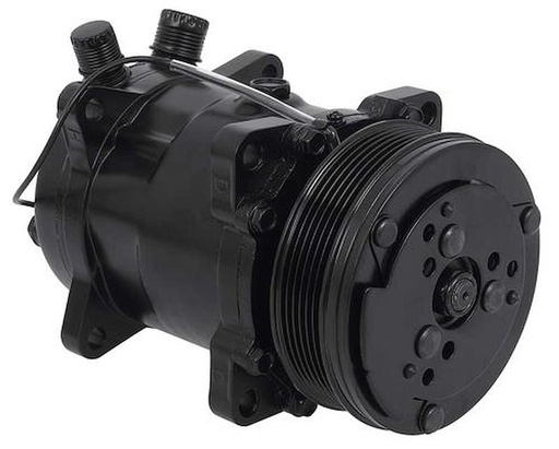 [OER-AC9560B] OER AC9560B: AC9560B Sanden 508 Style A/C Compressor w/ 6-Rib Serpentine Clutch Pulley, Black Finish, SD508/SD5H14