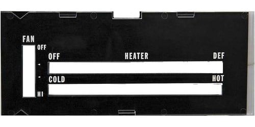 [OER-A9600109] OER A9600109: A9600109 1973-79 Camaro; Heater Control Lens; with Black Backing Paper; without AC