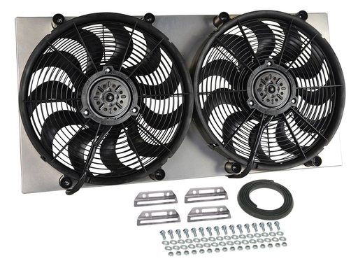 [DER-16843] Derale 16843: 16843 Powerpack High-Output Dual 17 in. Electric Radiator Fan with Aluminum Shroud Kit