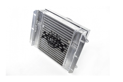 [CSF-8026] CSF Radiators 8026: 13.8in x 10in Dual Fluid Bar & Plate HD Oil Cooler w/9in SPAL Fan