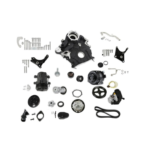 [HLY-20-310BK] Holley 20-310BK: 20-310BK Ford 7.3L Godzilla High-Mount Complete Accessory Drive Kit [Black Finish]