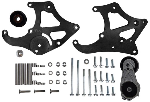 [ICB-551474-3B] ICT Billet 551474-3B: 551474-3B Heavy-Duty A/C Compressor Bracket Kit for GM LS Engines w/Truck, SUV, LS1, LS3, LSX Crank Pulley Spacing [Black]