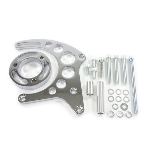 [TSN-JM9121C] Top Street Performance JM9121C: JM9121C Alternator 10SI Bracket, Aluminum SBC High-Mount Long Water Pump, Chrome