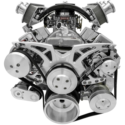 [MCH-21155] March Performance 21155: 21155 Small Block Chevy Clear Powder-Coat Style Track Serpentine Kit (AC/PS/ALT)