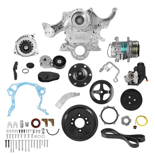 [HLY-20-370] Holley 20-370: 20-370 Mid-Mount Complete Accessory System for Small Block Ford [Natural Finish]