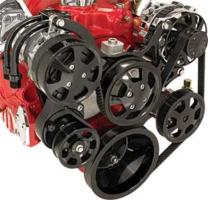 [BSP-BLK13220] Billet Specialties BLK13220: SB-Chevy Tru Trac Serpentine Belt System with Power Steering, with A/C Black Anodized Finish