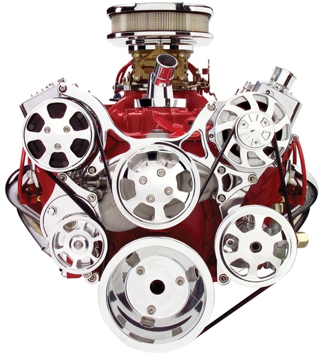[BSP-13220P] Billet Specialties 13220P: Premium Tru Trac Serpentine System Small Block Chevy with Power Steering, with A/C - Polished Finish
