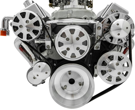[MCH-20260] March Performance 20260: 20260 Small Block Chevy Clear Powder-Coat Ultra Track Serpentine Kit (AC/PS/ALT)