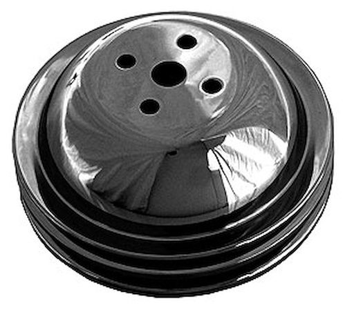 [TRD-8615] Trans Dapt 8615: Black Powder Coated Water Pump Pulley 1965-68 Short Water pump (OEM Style)
