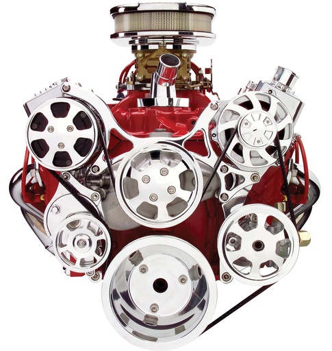 [BSP-13220PA] Billet Specialties 13220PA: Premium Tru Trac Serpentine System Small Block Chevy with Power Steering, with A/C - Polished Finish